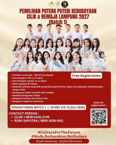 PEMILIHAN PUTERA PUTERI KEBUDAYAAN CILIK & REMAJA LAMPUNG 2027